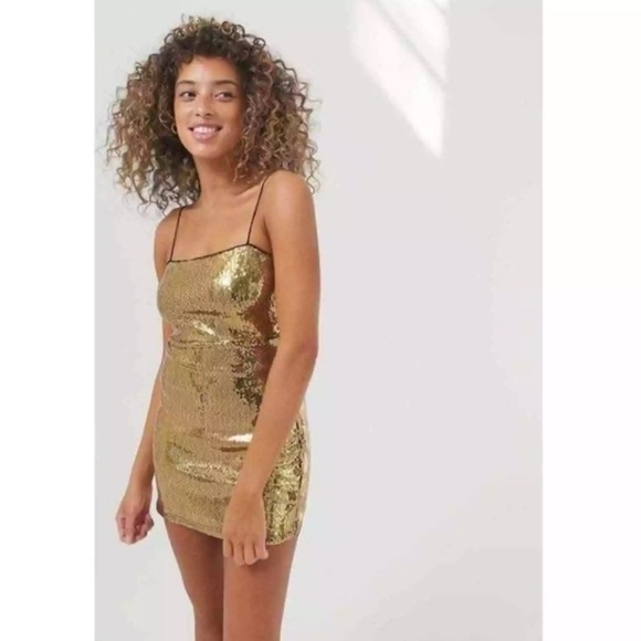 Urban Outfitters Gold Sequin Mini Dress - Picture 3 of 7